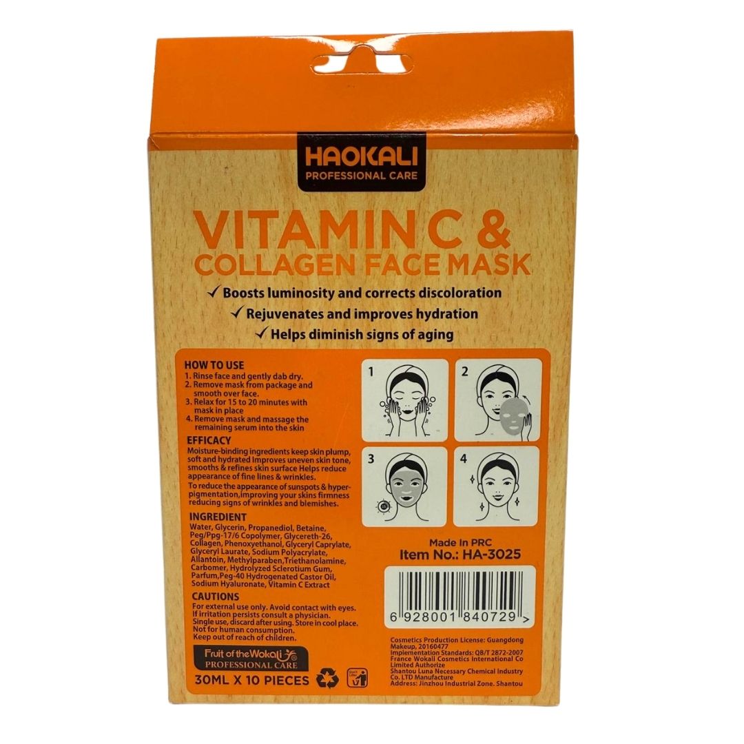 Face Mask - Vitamin C & Collagen Moisturising Treatment 10 Pack