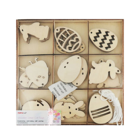 Wooden Craft Tags with String – 27 Piece