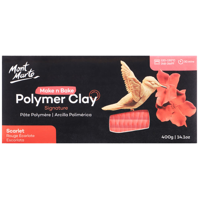 Make n Bake Polymer Clay Signature 400g - Scarlet - Mont Marte