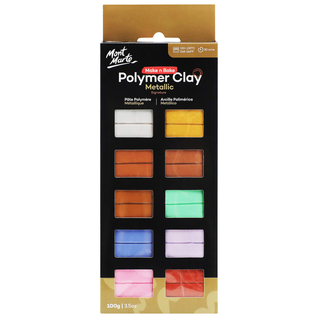10 Pack Polymer Clay Signature Metallic Set - 100g - Mont Marte