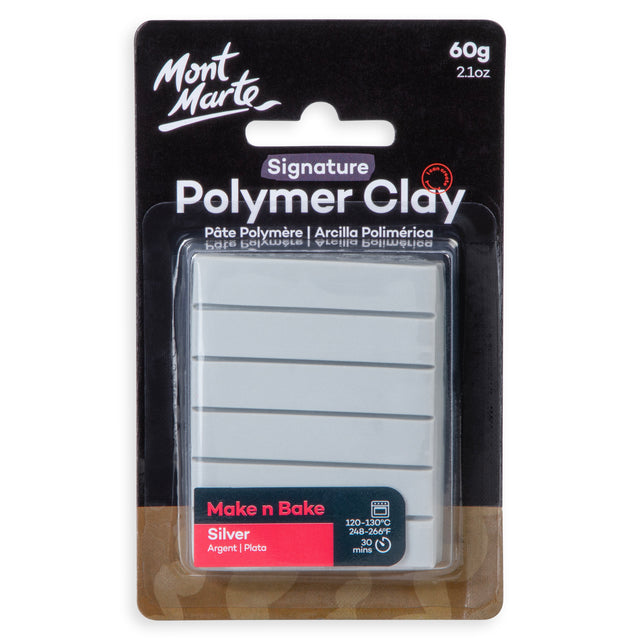 Mont Marte Make n Bake Polymer Clay 60g - Silver - Mont Marte