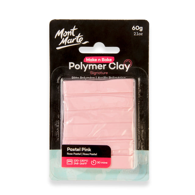60g Make n Bake Polymer Clay - Pastel Pink - Mont Marte