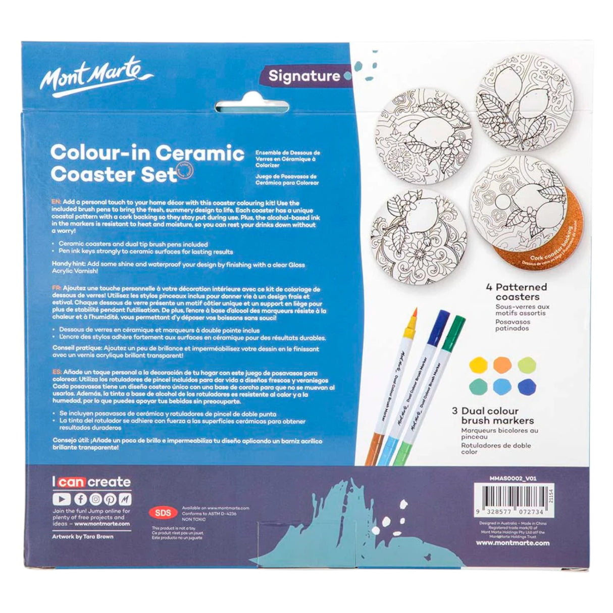 DIY Colour-In Coaster Kit - 7 Piece