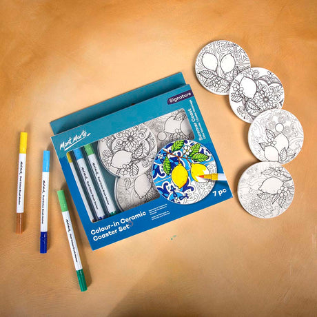 DIY Colour-In Coaster Kit - 7 Piece