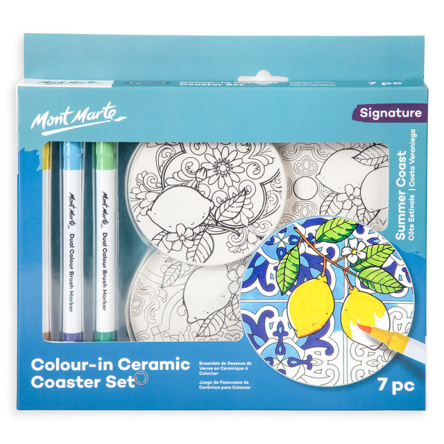 DIY Colour-In Coaster Kit - 7 Piece - Mont Marte