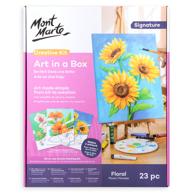 23 Piece Floral Art in a Box Creative Kit - Mont Marte