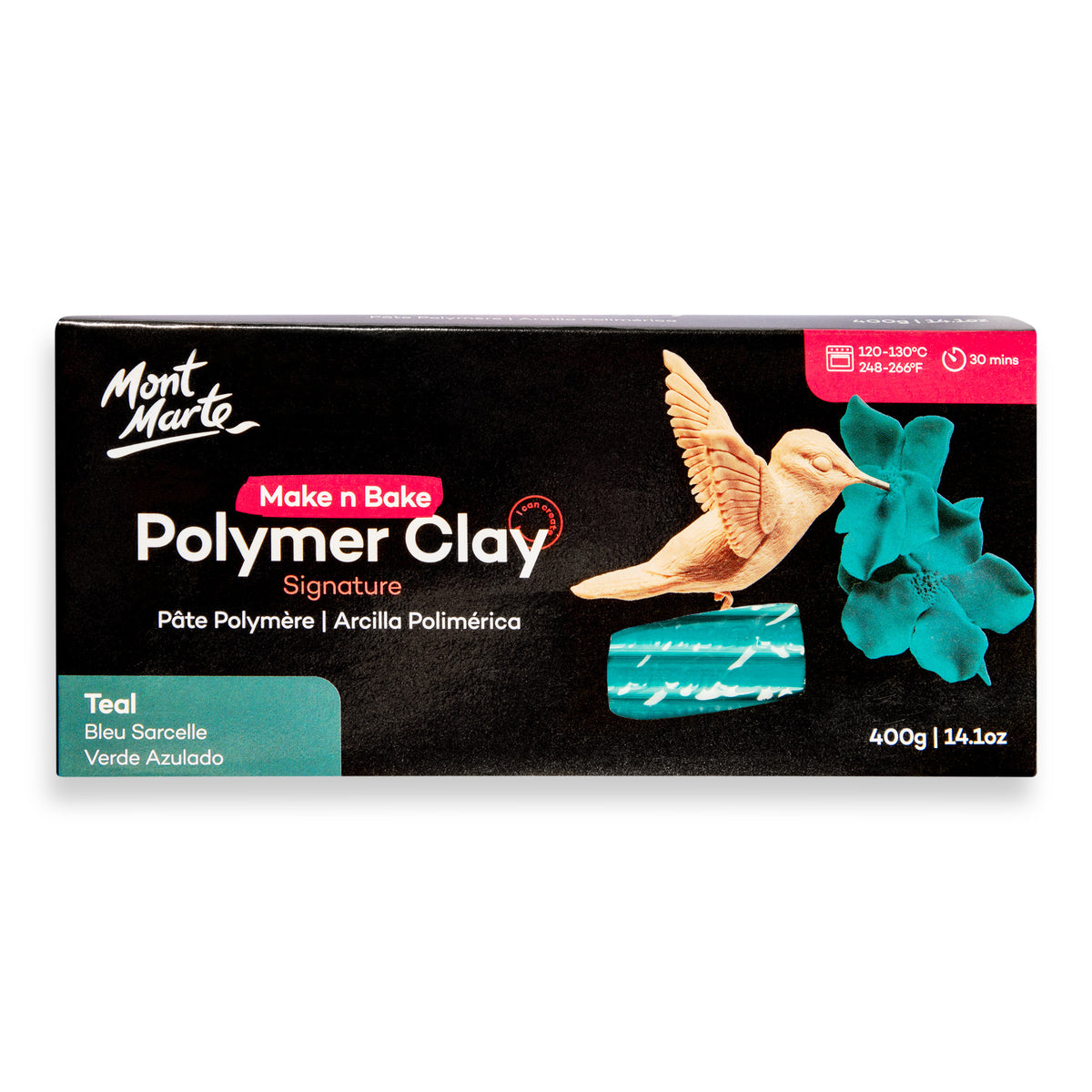 400g Polymer Clay - Teal - Mont Marte