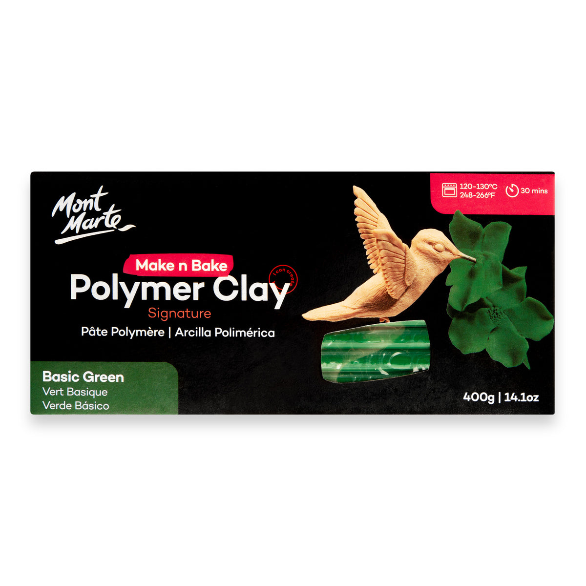 400g Make n Bake Polymer Clay - Basic Green - Mont Marte