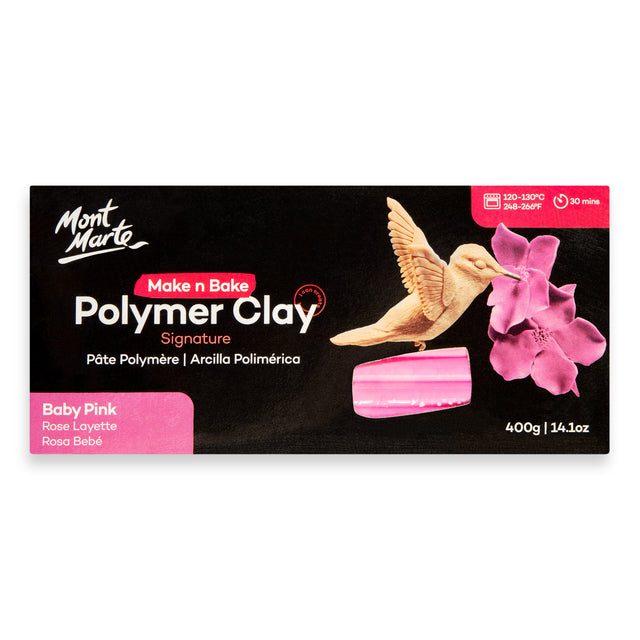 400g Make n Bake Polymer Clay - Baby Pink - Mont Marte