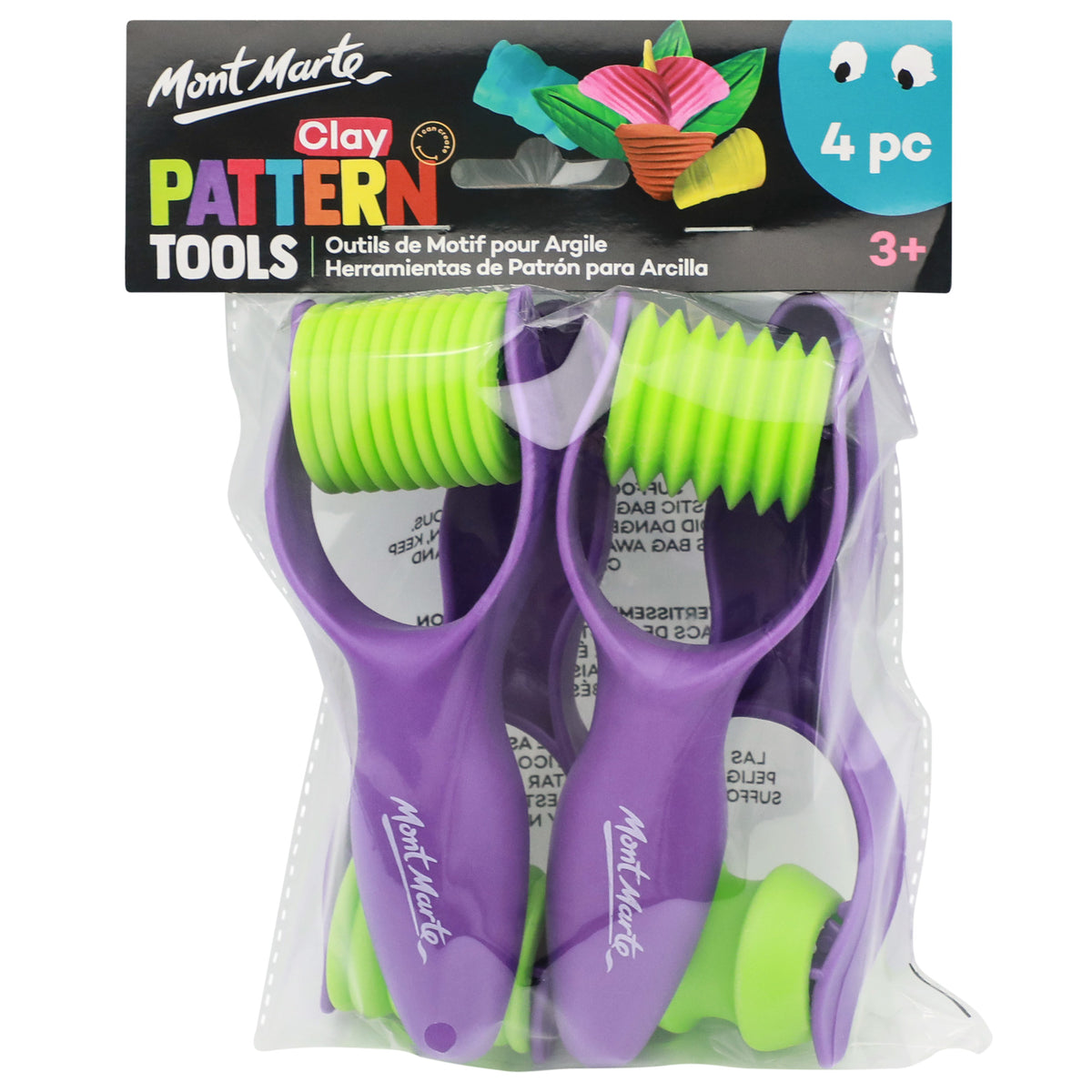 4 Pack Clay Pattern Texture Rollers - Mont Marte