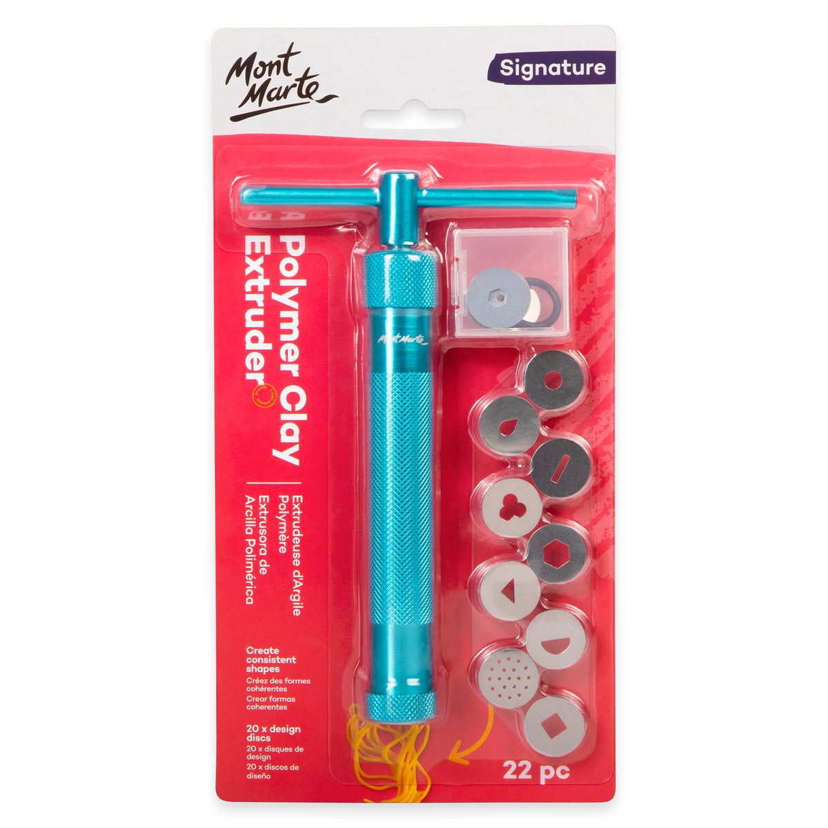 22 Piece Polymer Clay Extruder Set with 20 Interchangeable Discs - Mont Marte