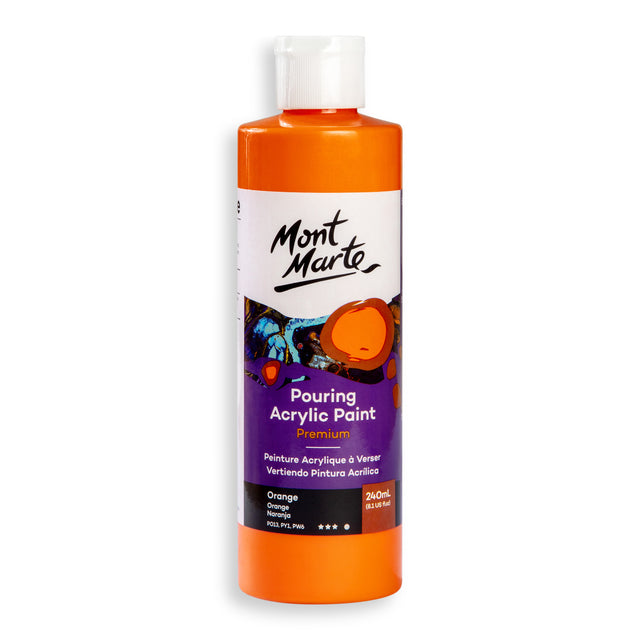 Pouring Acrylic Paint 240ml - Orange - Mont Marte