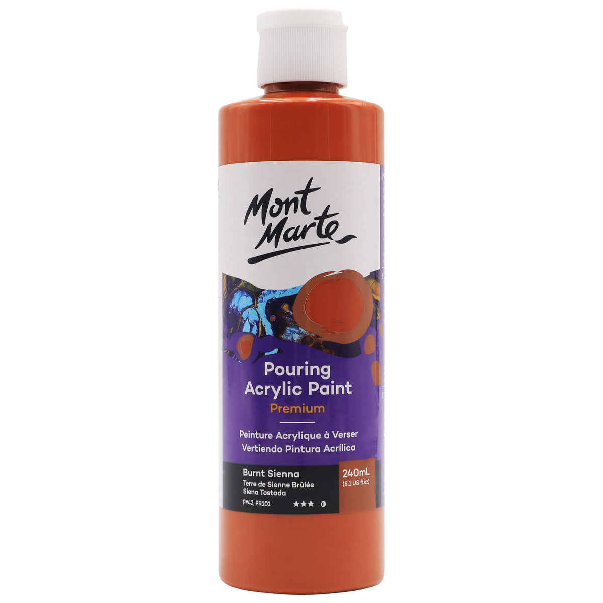 Pouring Acrylic Paint 240ml - Burnt Sienna - Mont Marte