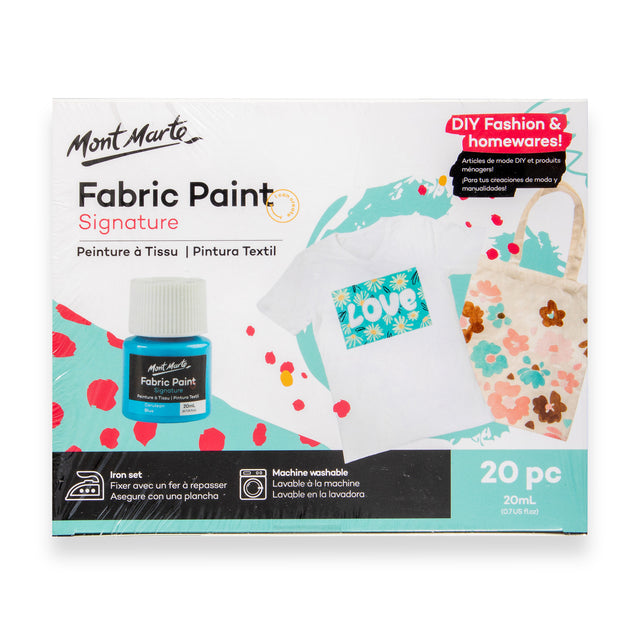 Mont Marte Signature Fabric Paint Set 20 x 20ml - Assorted - Mont Marte