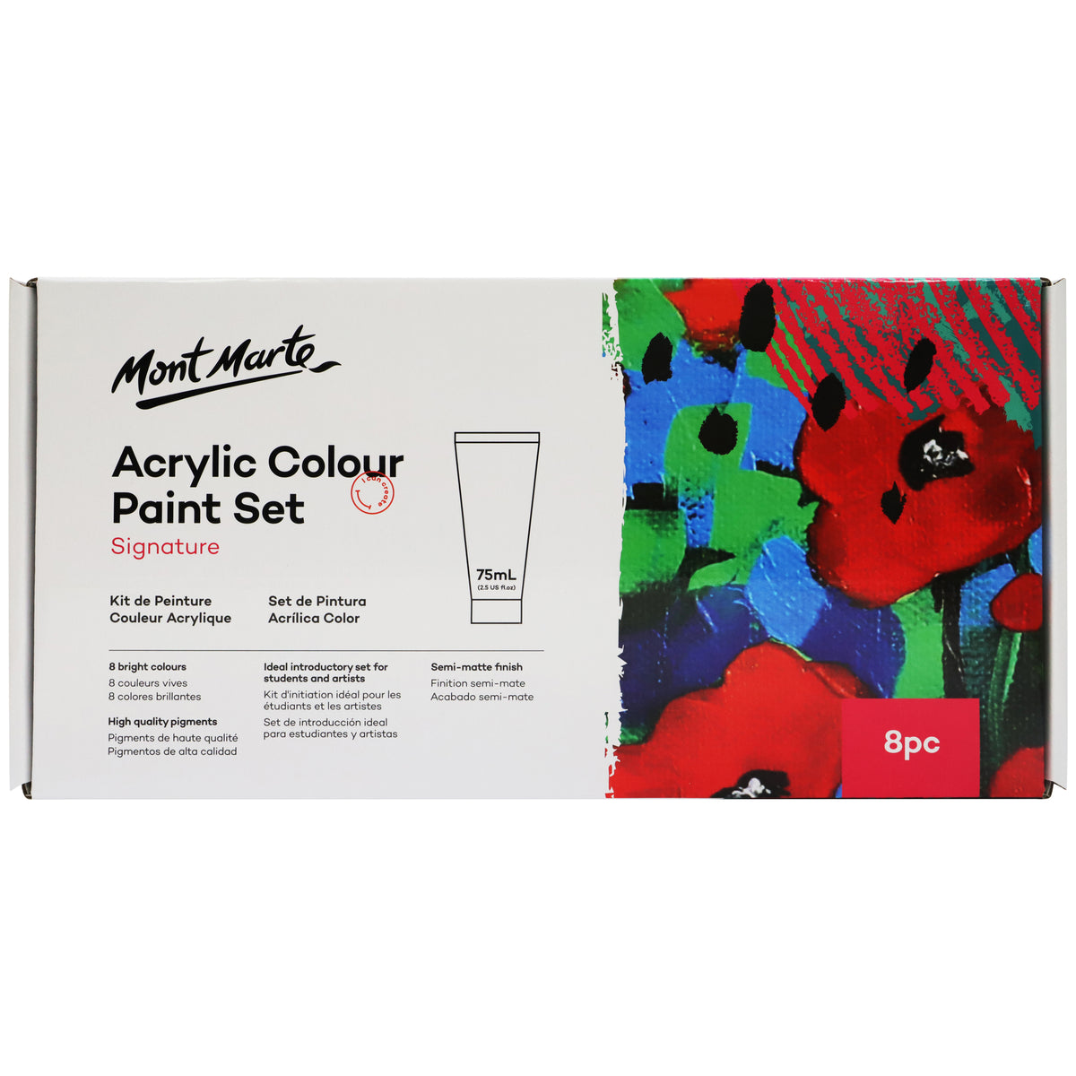 Mont Marte Signature Acrylic Colour Paint Set 8 Pack 75ml - Mont Marte