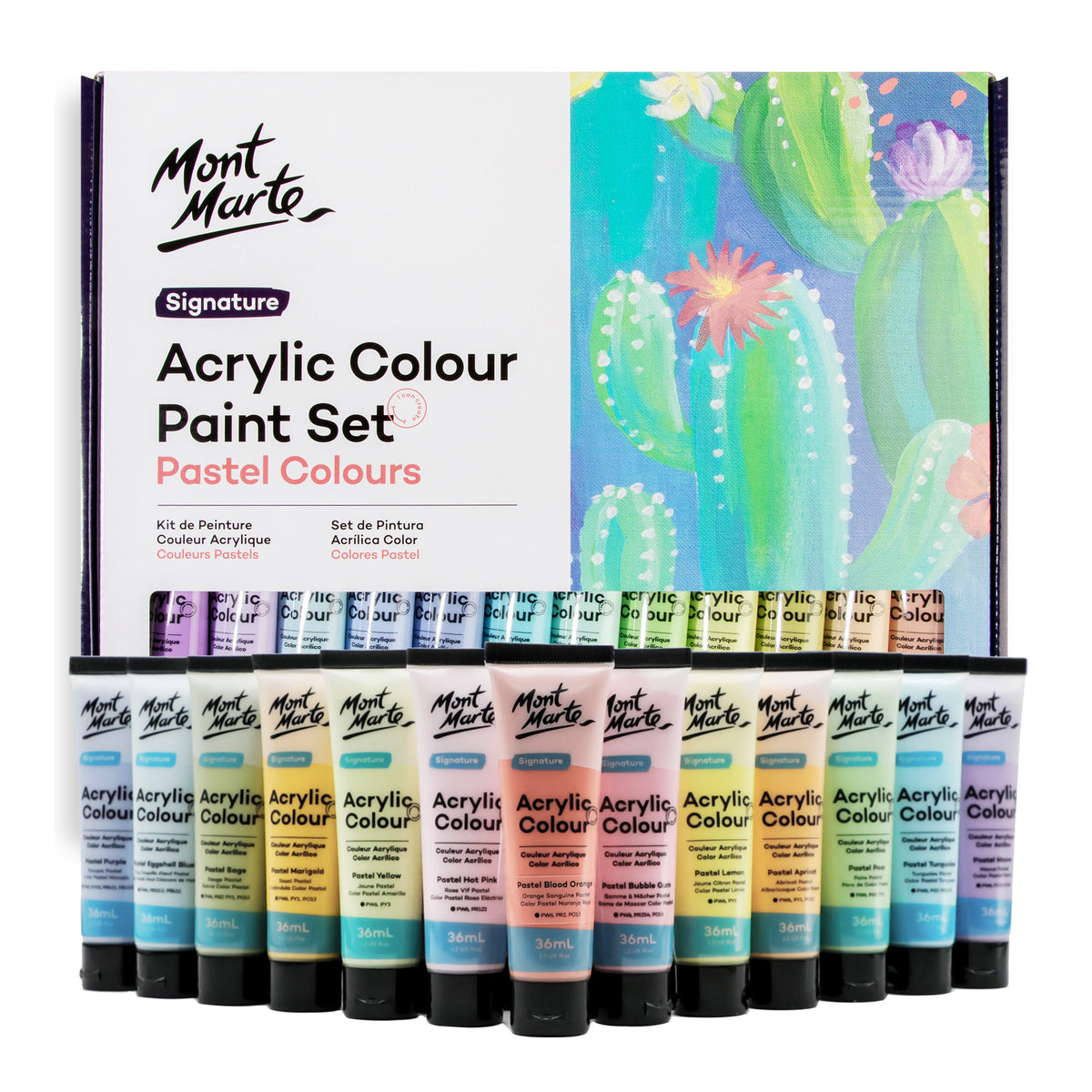 24 Pack Acrylic Pastel Paint Set 36ml - Mont Marte
