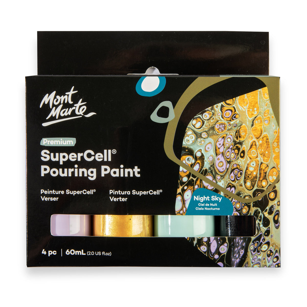 4 Pack SuperCell Pouring Paint 60ml - Night Sky - Mont Marte