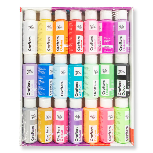 21 Pack Acrylic Craft Paint Set 60ml - Assorted - Mont Marte