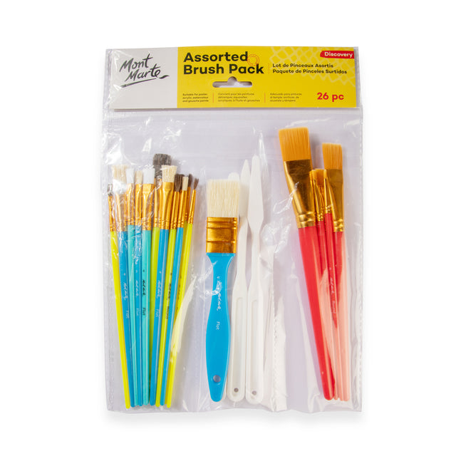 26 Piece Assorted Paint Brush and Palette Knife Set - Discovery - Mont Marte