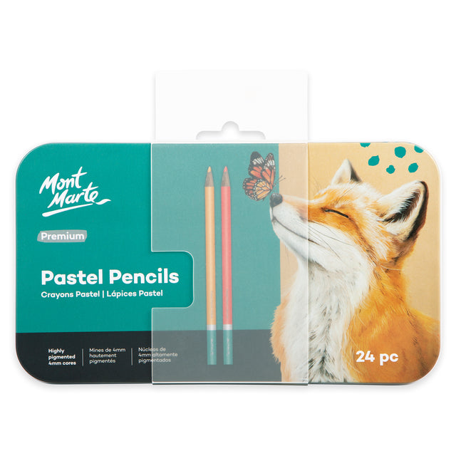 24 Pack Pastel Pencils in Tin - Assorted - Mont Marte