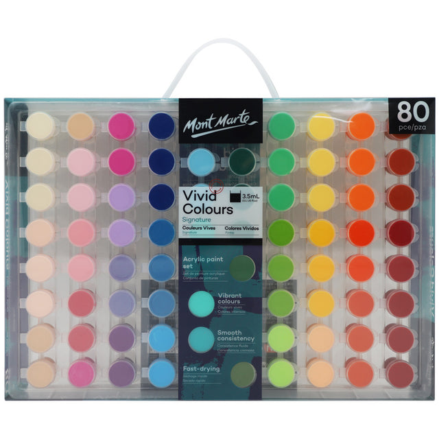 Mont Marte 80 Pack Acrylic Paint Set 3.5ml - Vivid Colours - Mont Marte
