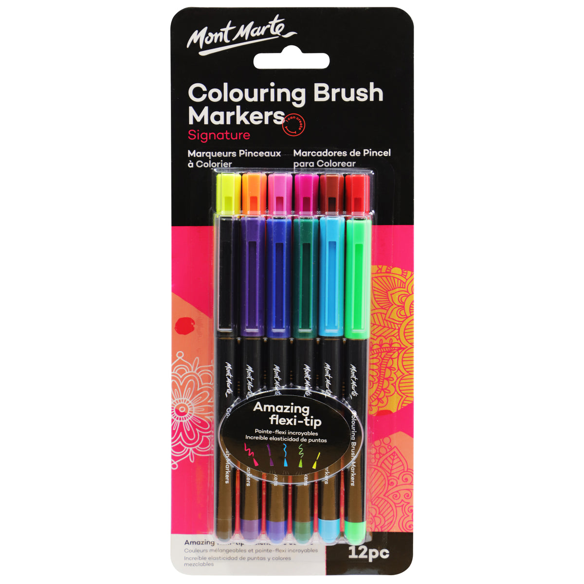 12 Pack Colouring Brush Markers - Signature - Mont Marte