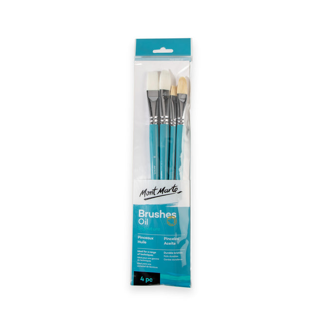 4 Pack Signature Oil Paint Brushes - Assorted - Mont Marte