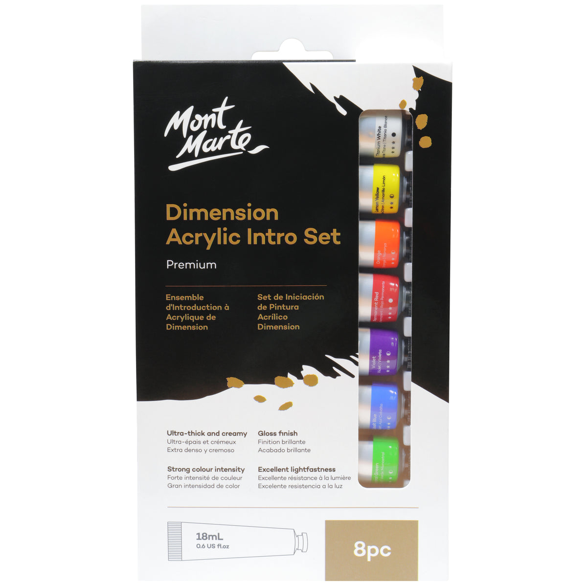 8 Pack Dimension Acrylic Paint Intro Set 18ml - Mont Marte
