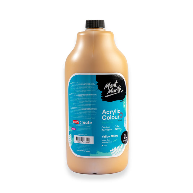 2L Acrylic Paint Pump Bottle - Yellow Ochre - Mont Marte