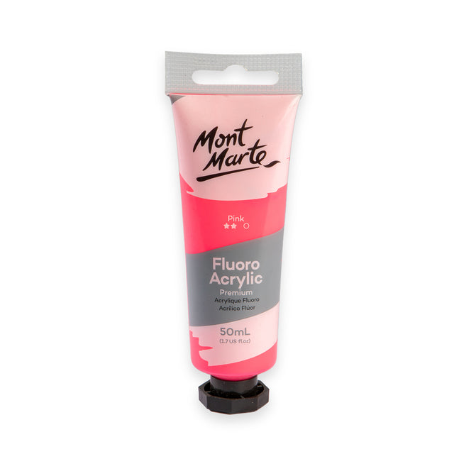 50ml Fluoro Acrylic Paint Tube - Pink - Mont Marte