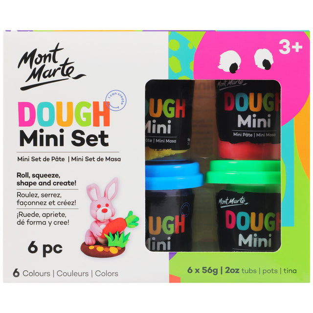 6 Pack Mini Dough Set 56g - Assorted Colours - Mont Marte