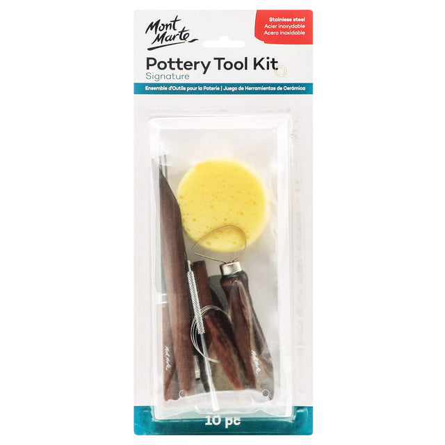 10 Piece Pottery Tool Kit with Vinyl Case - Mont Marte