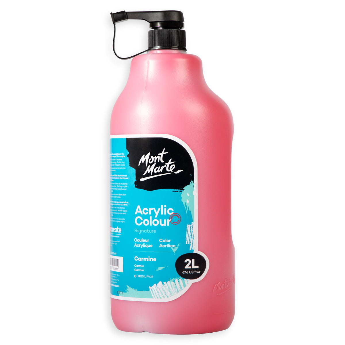 2L Acrylic Colour Paint Pump Bottle - Carmine - Mont Marte