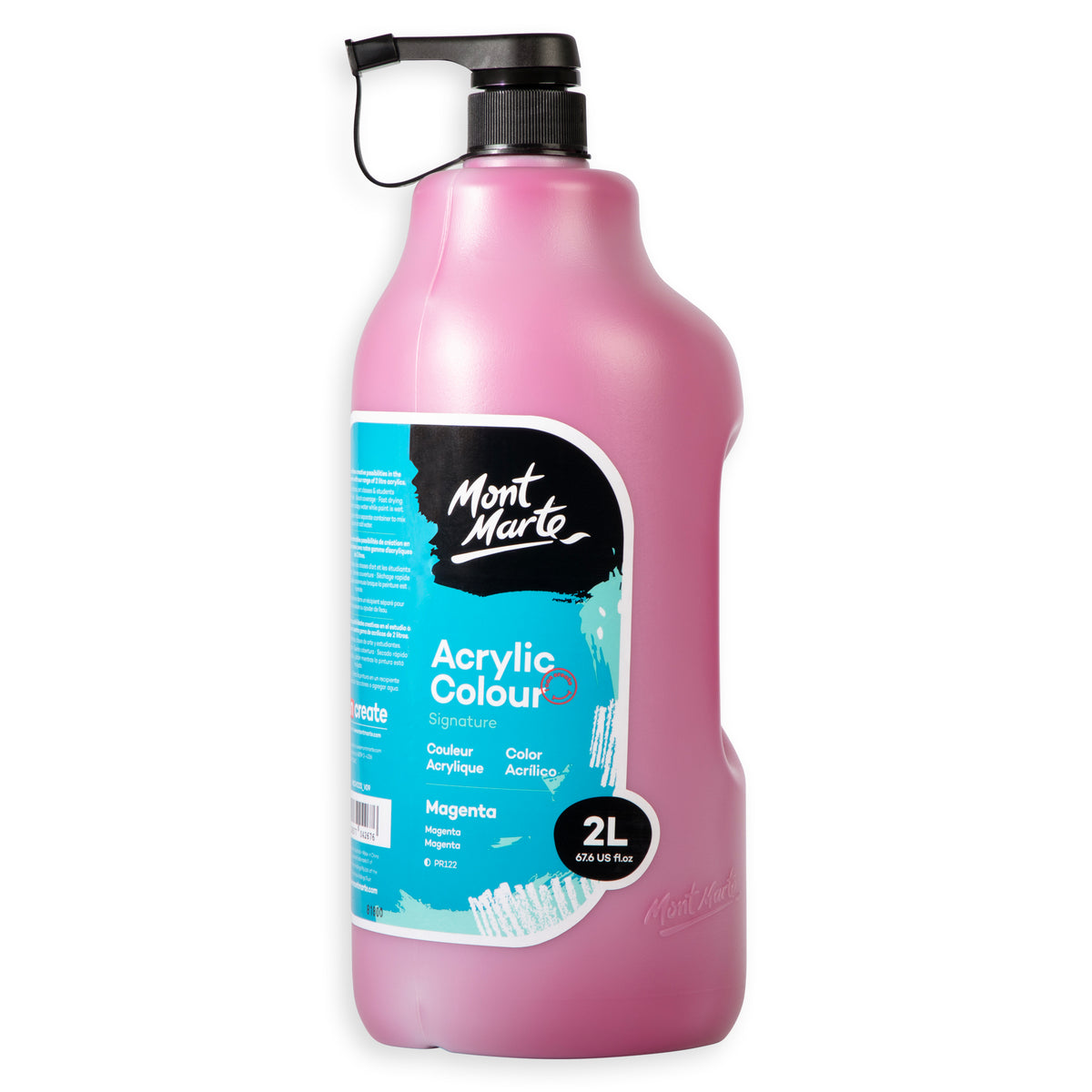 2L Acrylic Colour Paint Pump Bottle - Magenta - Mont Marte