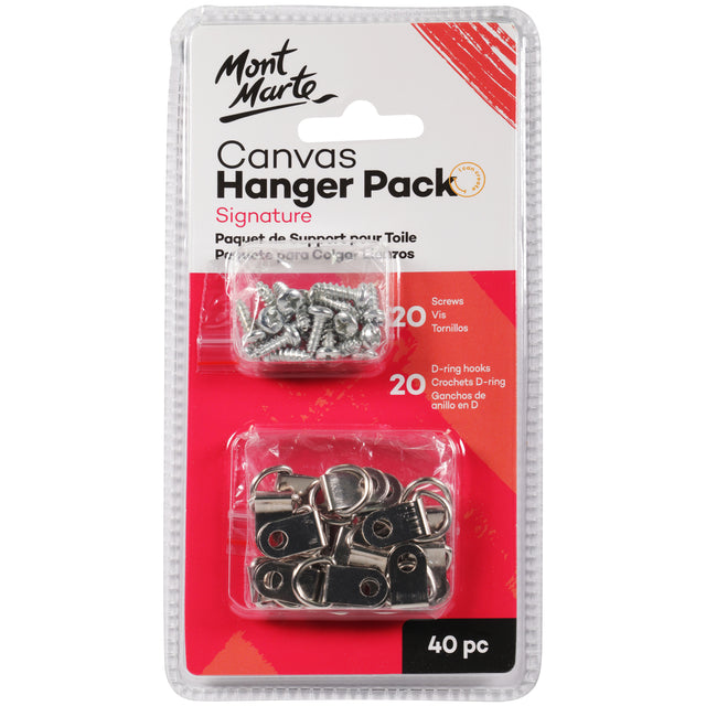 20 Pack D-Ring Canvas Hanger with Screws - Mont Marte
