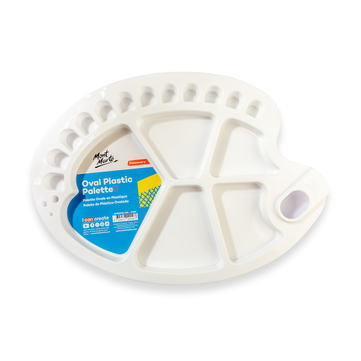 Oval Plastic Palette with Thumb Hole - 34 x 25cm - Mont Marte
