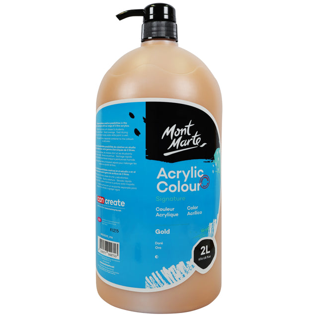 2L Acrylic Paint Pump Bottle - Gold - Mont Marte