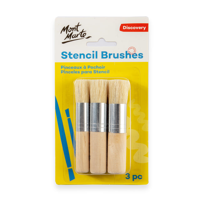 3 Pack Stencil Brushes - Assorted Sizes - Mont Marte