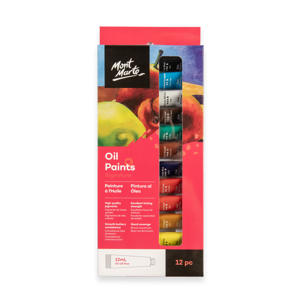 Mont Marte Signature Oil Paint Set 12 x 12ml - Assorted - Mont Marte