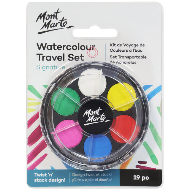 Mont Marte Watercolour Travel Set - 19 Piece - Mont Marte