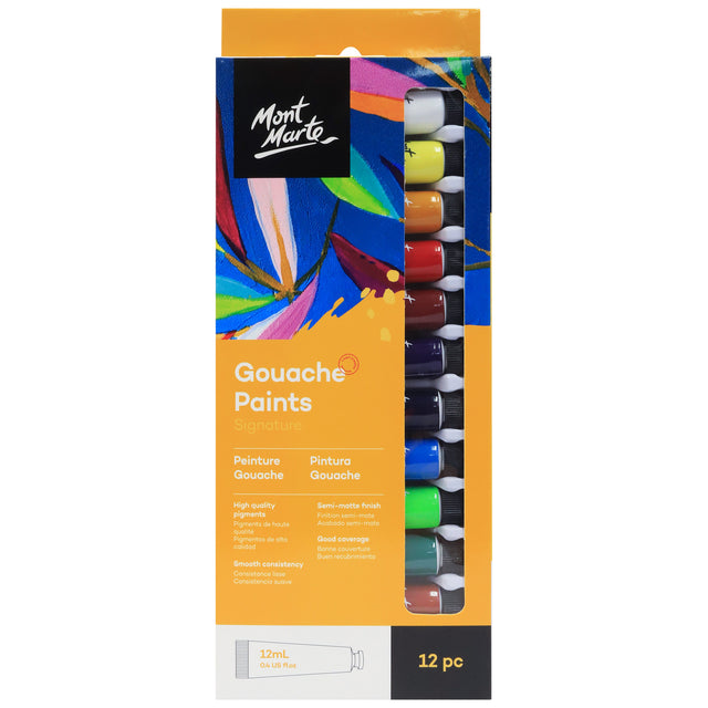 12 Pack Gouache Paint Set Signature 12ml - Assorted - Mont Marte