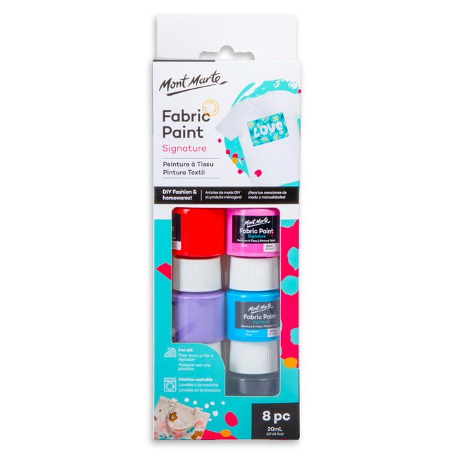 8 Pack Fabric Paint Set 20ml - Assorted - Mont Marte