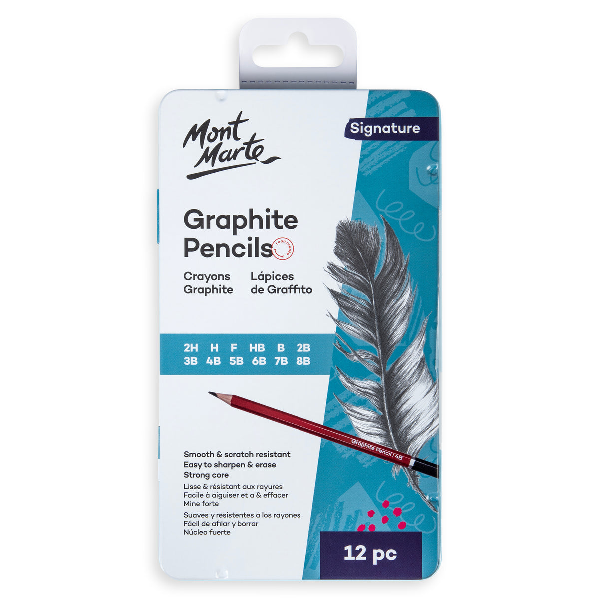12 Pack Graphite Pencils - 2H to 8B - Mont Marte