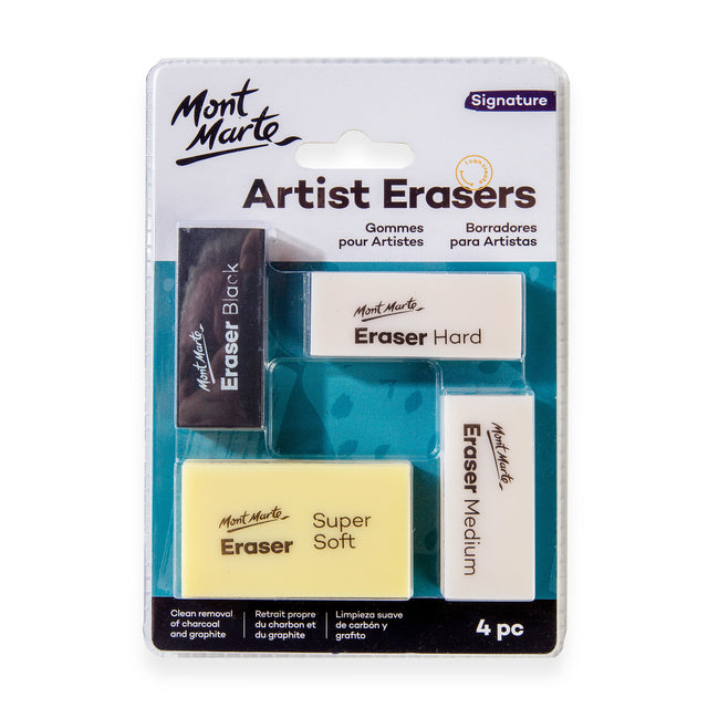 4 Pack Artist Erasers - Assorted - Mont Marte