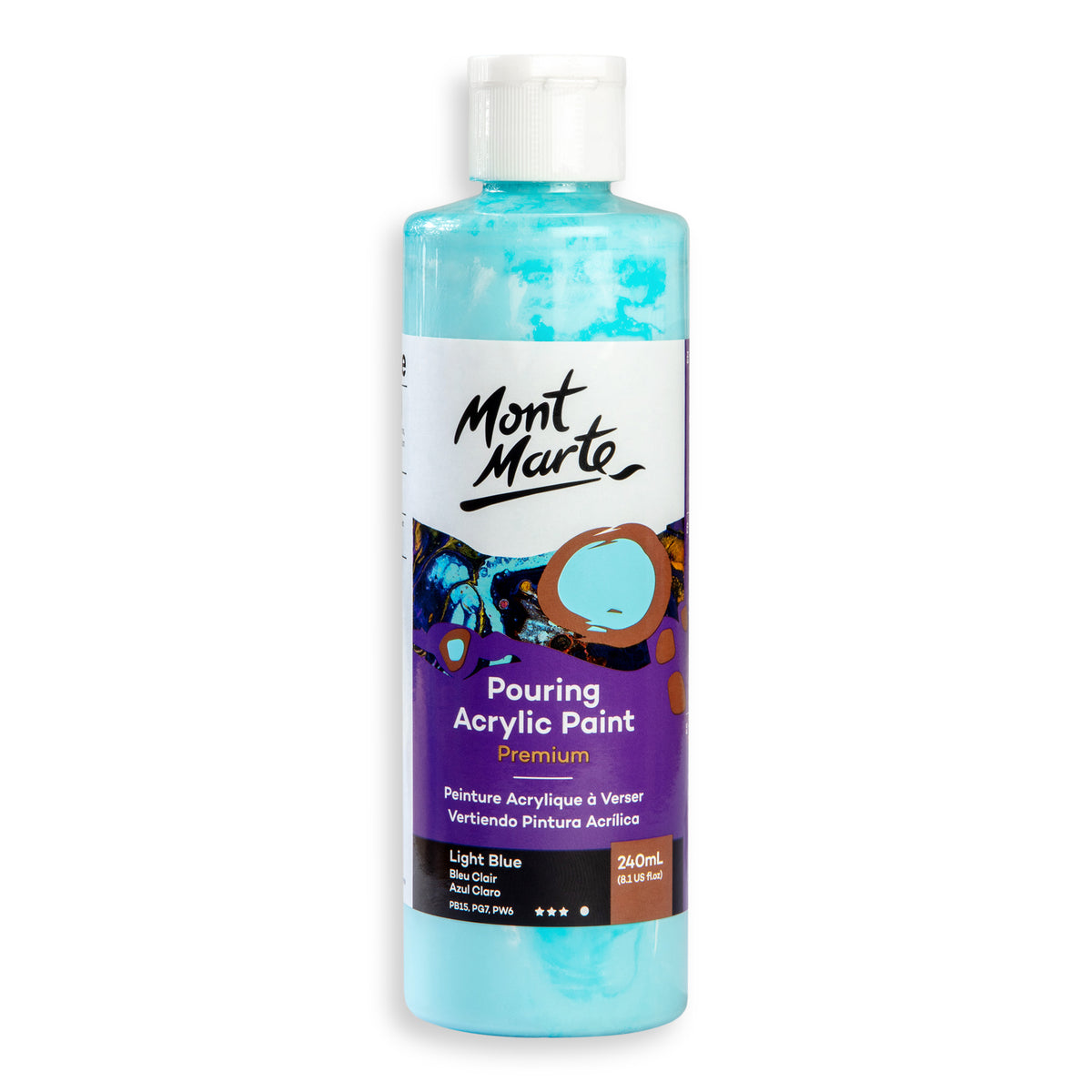 240ml Pouring Acrylic Paint - Light Blue - Mont Marte