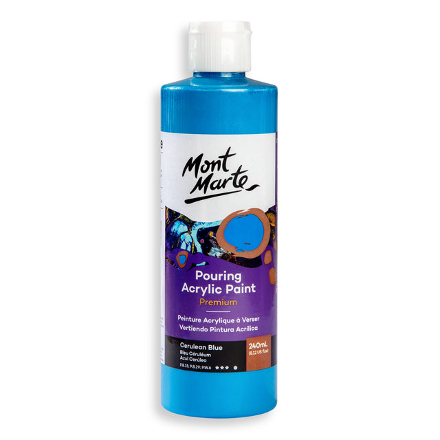 Pouring Acrylic Paint 240ml - Cerulean Blue - Mont Marte