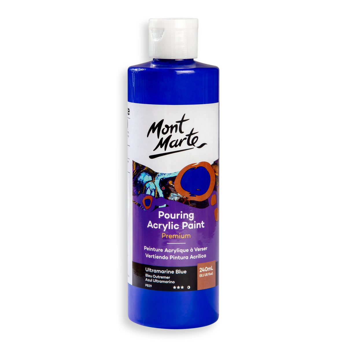 Pouring Acrylic Paint 240ml - Ultramarine Blue - Mont Marte