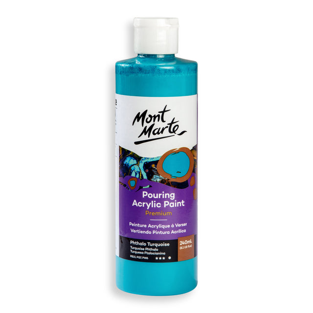 Pouring Acrylic Paint 240ml - Phthalo Turquoise - Mont Marte