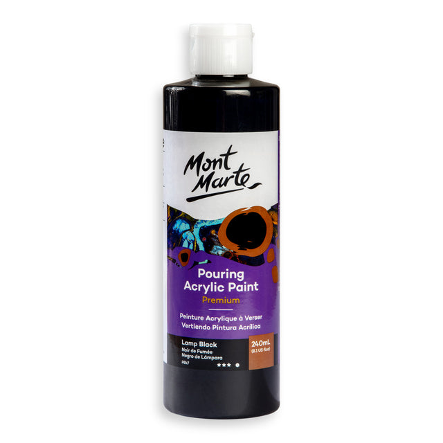 Pouring Acrylic Paint 240ml - Lamp Black - Mont Marte