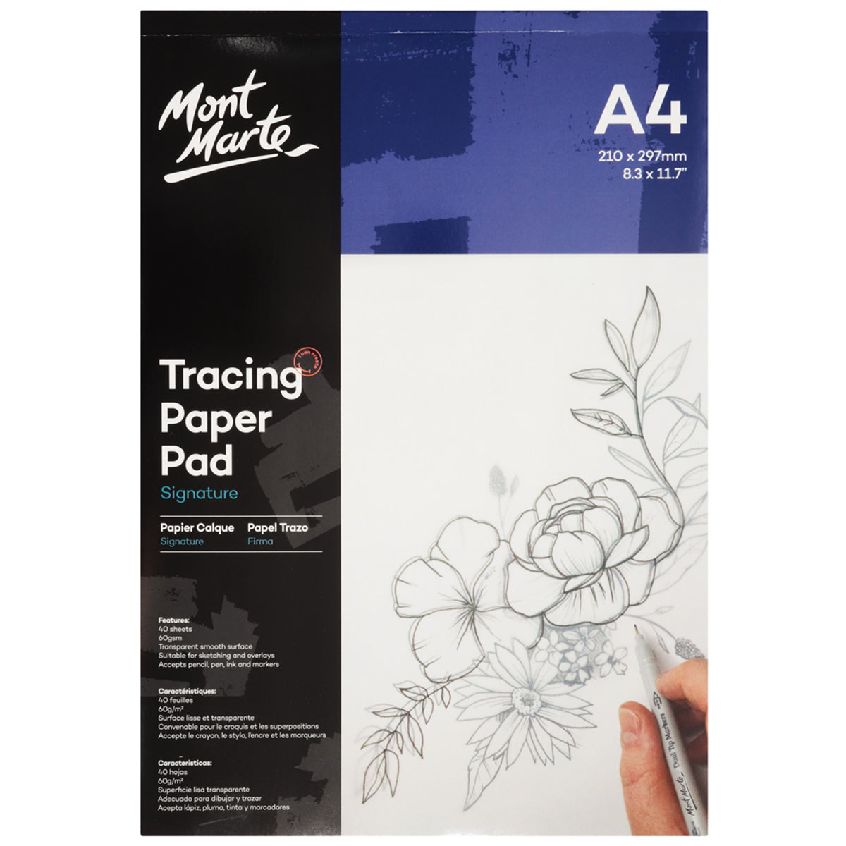 40 Sheet Tracing Paper Pad 60gsm - A4 - Mont Marte
